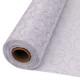 25m x 29cm Organza Roll - Silver Flocked Swirl Design Print